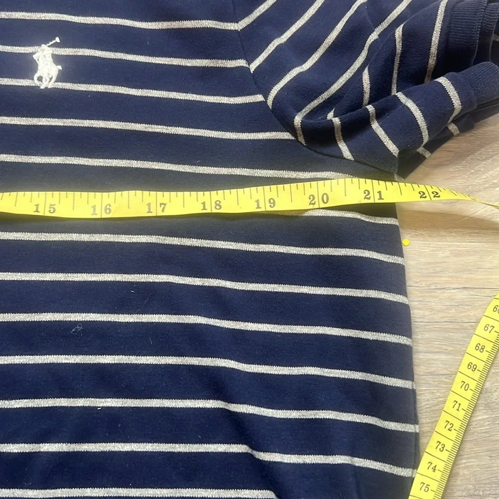 Men’s Navy Blue and White Striped Polo Ralph Lauren Shirt Size Large